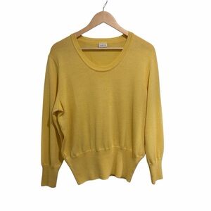 Lucia Sunny Yellow Long Sleeve Scoop Neck Knit Sweater Wool Blend